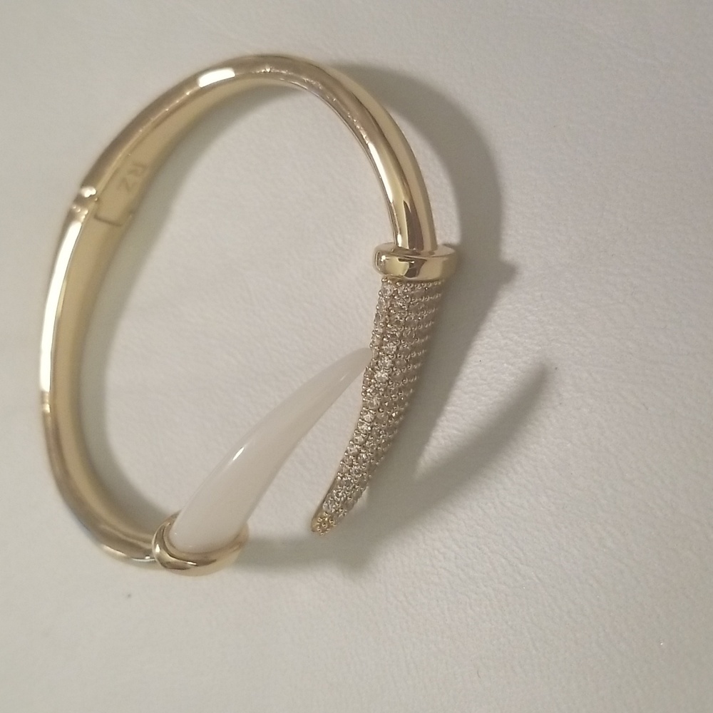 Women's Rachel Zoe Goldtone Bracelet with Simulated Ivory & Rhinestones; O/S - Picture 8 of 8